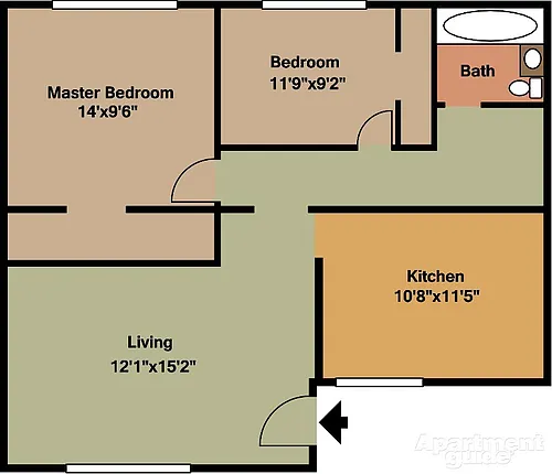 Floor plan 2 Bedroom - 1 Bathroom