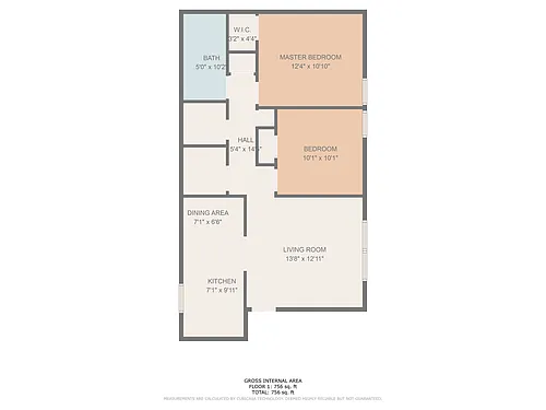 Floor plan 2 Bed 1 Bath