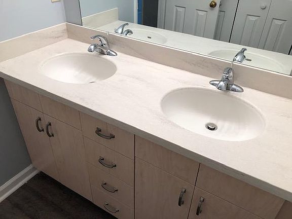 Upstairs bath double vanity.