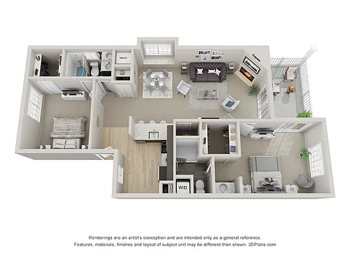 Floor plan Two Bedroom, Two Bath (B6)