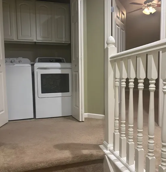 third floor - walk up to master on right, door is open to laundry for viewing and two bedrooms and hallway bath to left
