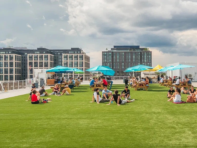 Enjoy the neighborhood's rooftop greenspaces.