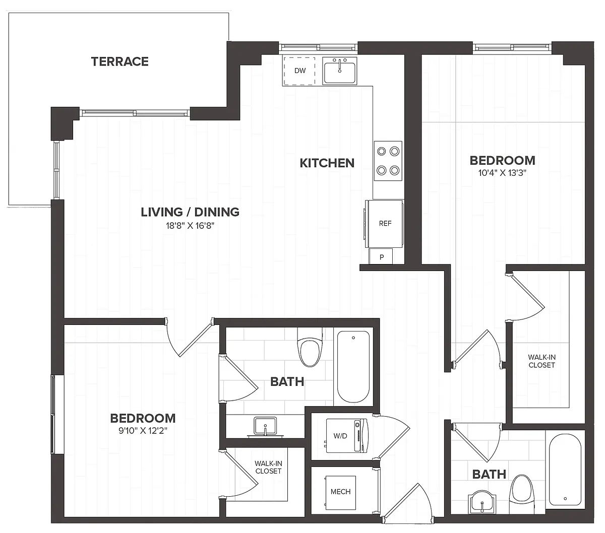 Floor plan 2 Bed/2 Bath-B8