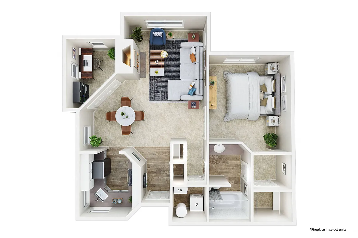 Floor plan 1X1 B w/ Den