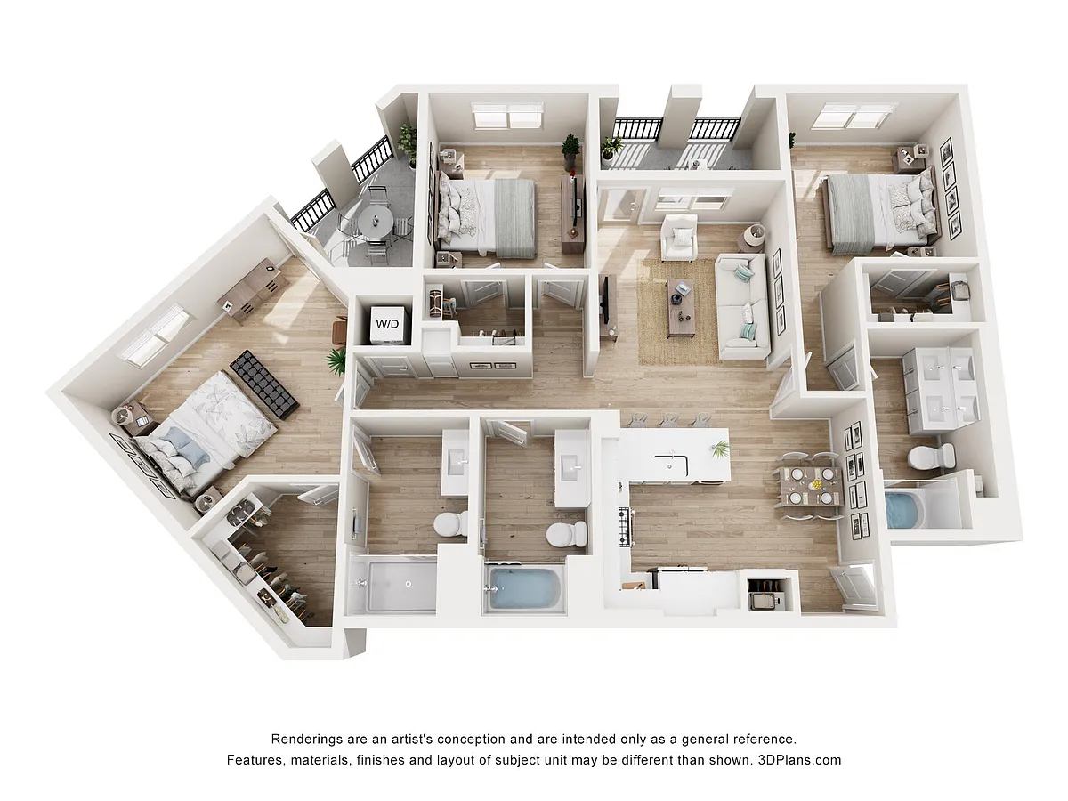 Floor plan 3BD, 2 BTH C2
