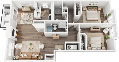 Floor plan 2x2 - B3 & B4 Renovated