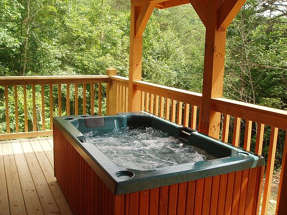 Hot tub on covered deck