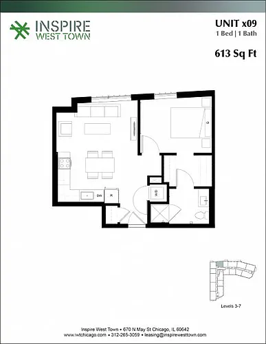 Floor plan x09 1 Bed - 1 Bath