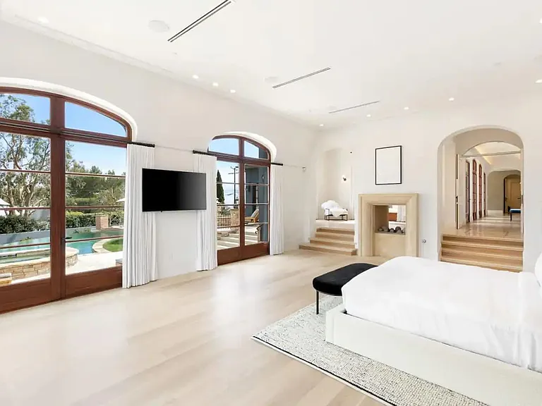 View of the pool from the primary bed