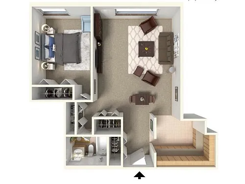 Floor plan 1 Bedroom 1 Bath (A)