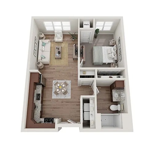Floor plan One Bedroom One Bath