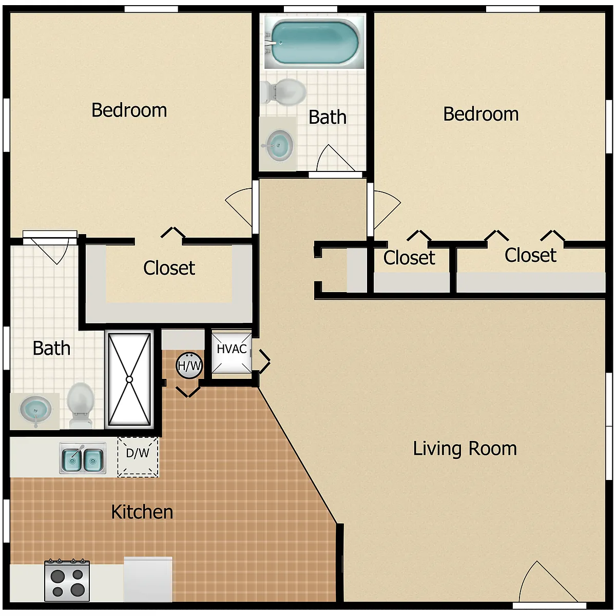 Floor plan 2 Bed 2 Bath
