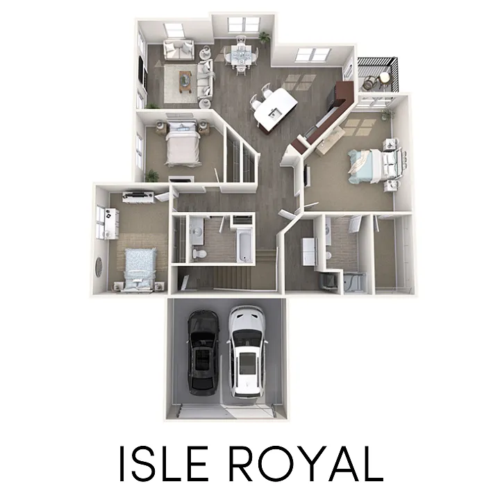 Floor plan ISLE ROYAL 3 Bedroom 2 Bath Apartment
