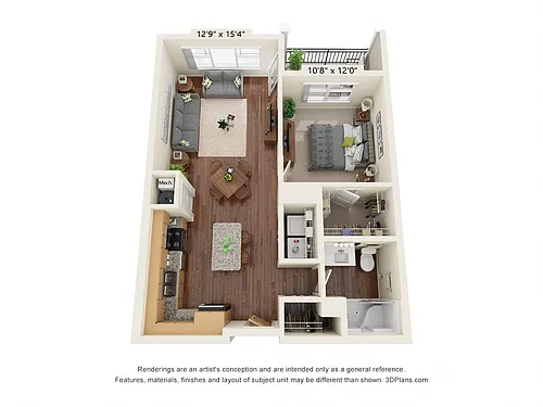 Floor plan One Bedroom - A2
