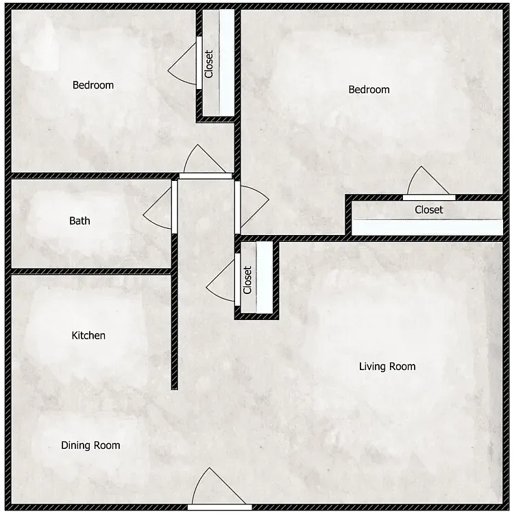 Floor plan French Street - Two Bedroom