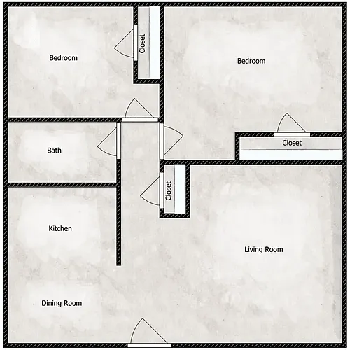 Floor plan French Street - Two Bedroom