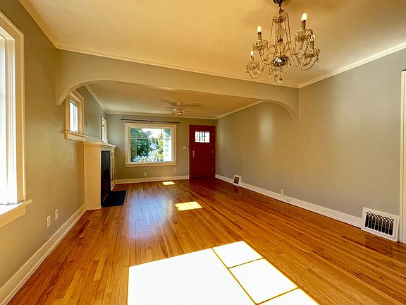 Looking west into dining room and living room