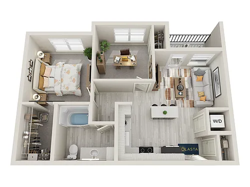 Floor plan 2BD, 1BTH B1