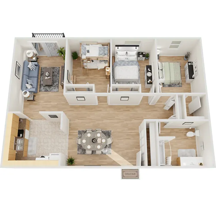 Floor plan 3 Bed 1 Bath
