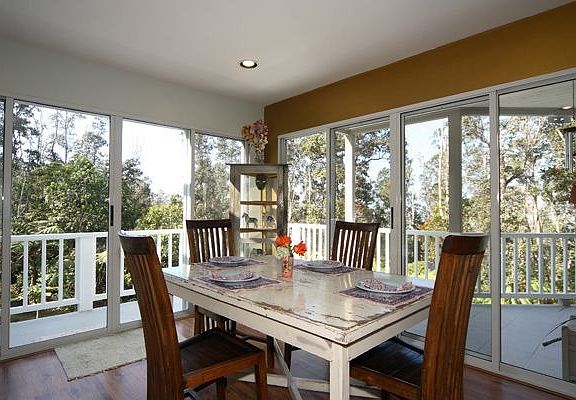 Dining area with gorgeous views of estate