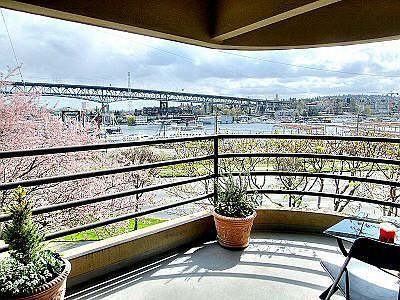 Private deck with mountain, lake and downtown views