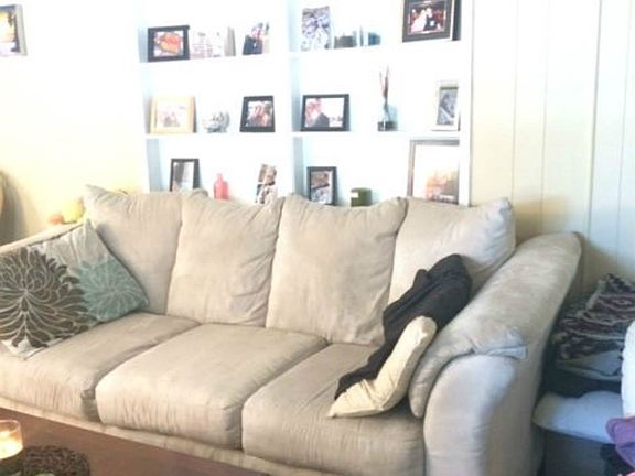 Living Room with Custom Shelving