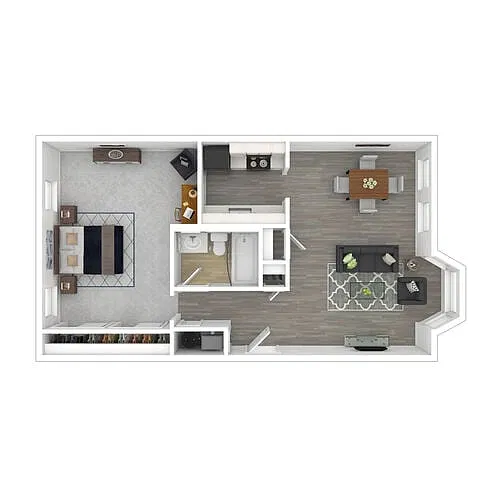 Floor plan 1 Bedroom Renovated