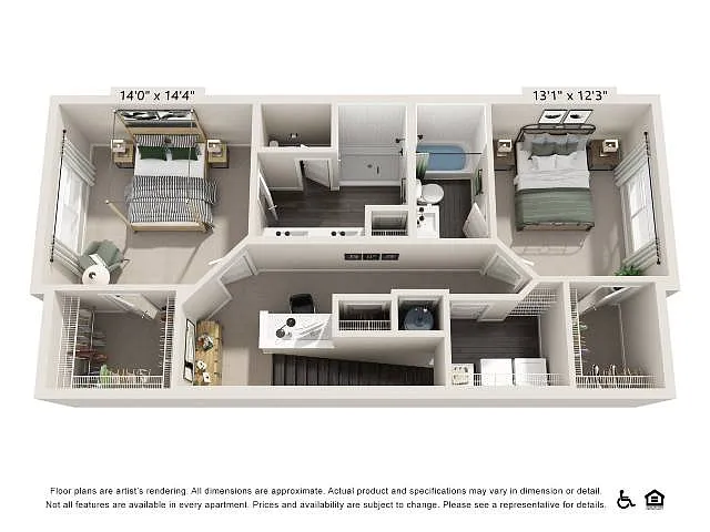 Floor plan Two-Bedroom Townhouse (BTH)