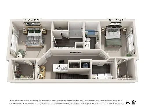 Floor plan Two-Bedroom Townhouse (BTH)