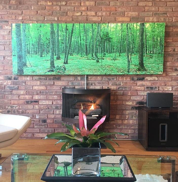 Living Room Fireplace and Brick Exposed
