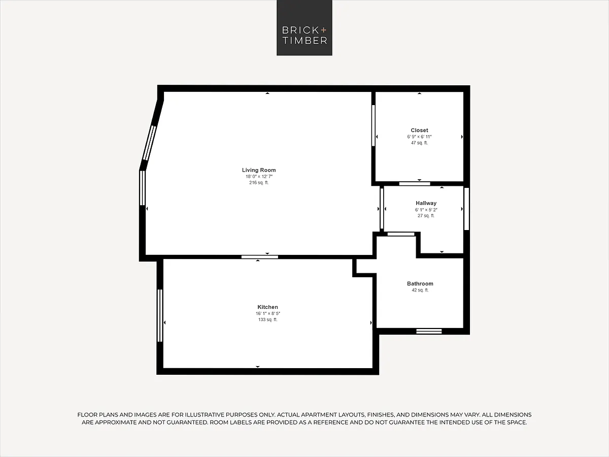 Floor plan Studio 1 Bath