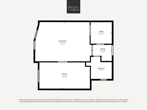 Floor plan Studio 1 Bath