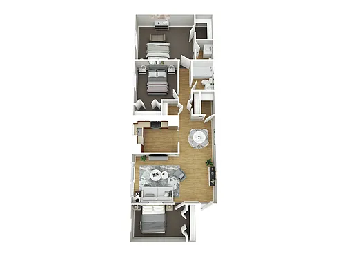 Floor plan 3BR - 1BTH Renovated