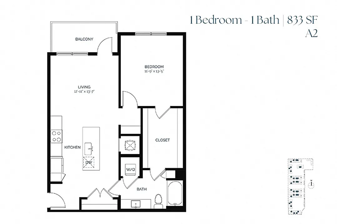 Floor plan One Bedroom A2