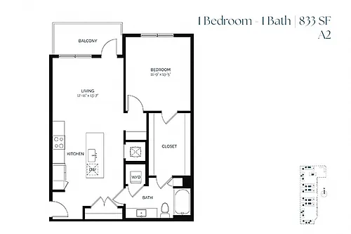 Floor plan One Bedroom A2