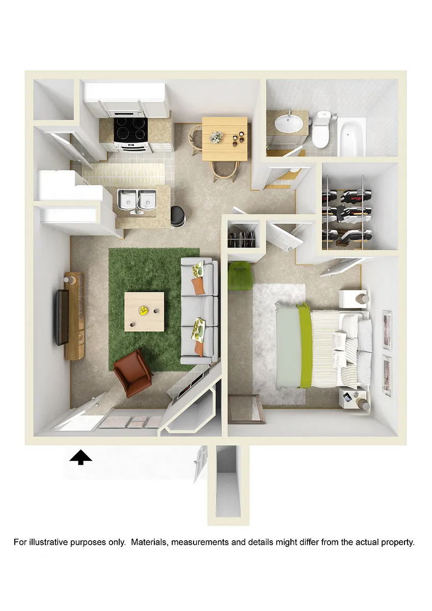 Floor plan One Bed One Bath