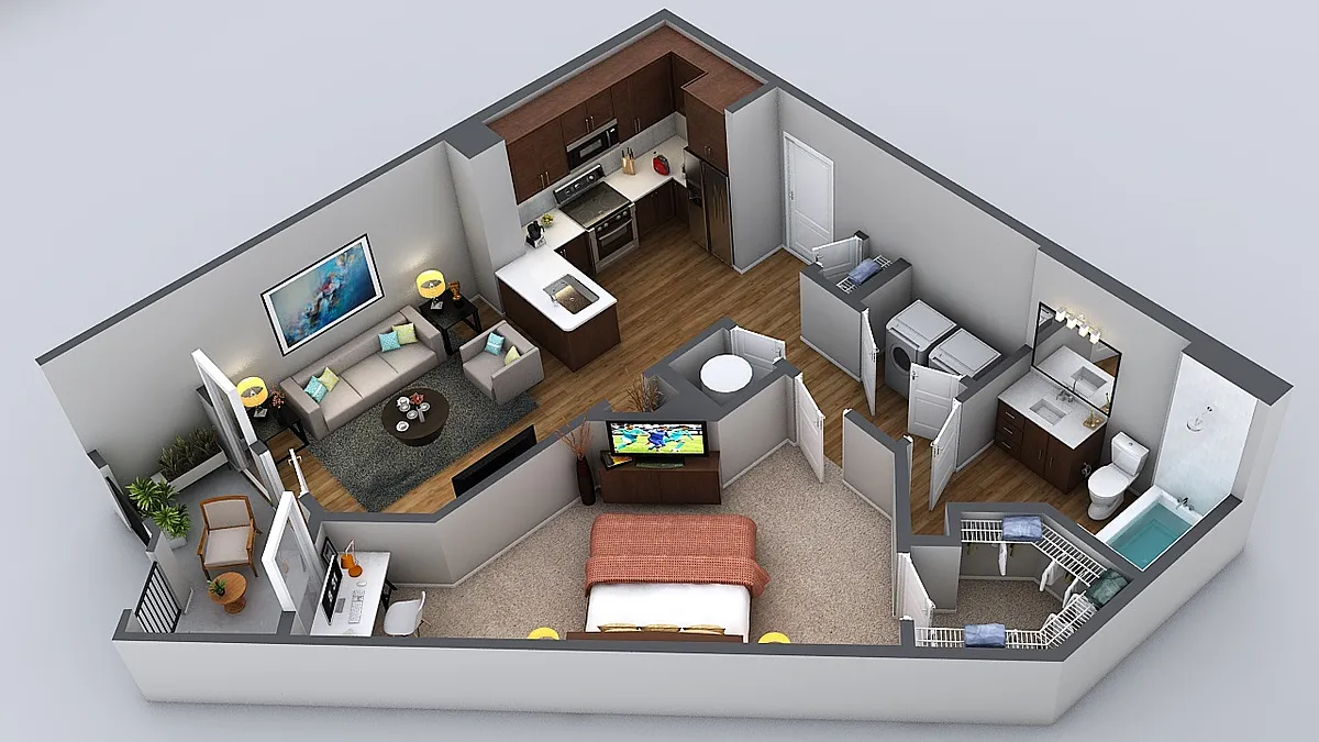 Floor plan 1 Bedroom 1 Bath