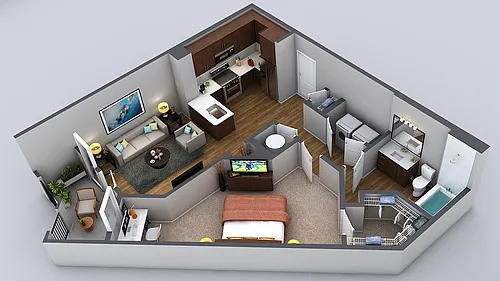 Floor plan 1 Bedroom 1 Bath