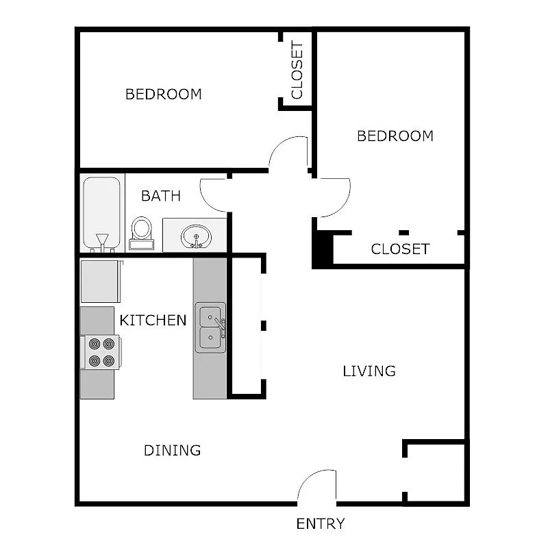 Floor plan 2 BED 1 BATH