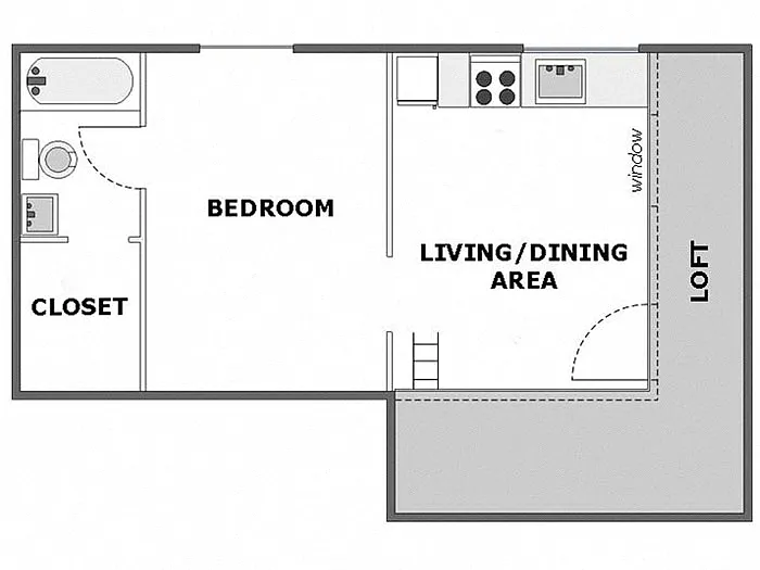 Floor plan 1 Bed / 1 Bath: Type B