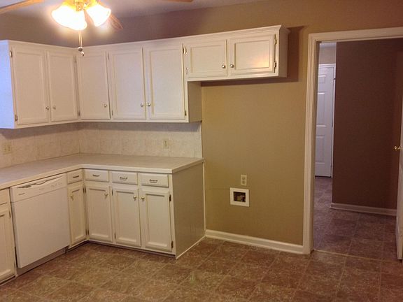 Kitchen where fridge goes