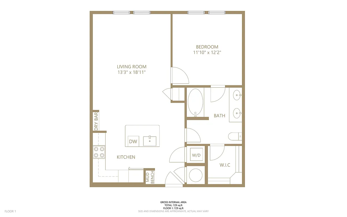 Floor plan 1 bedroom 1 bath
