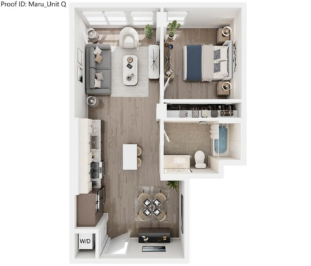 Floor plan Q - 1 Bedroom