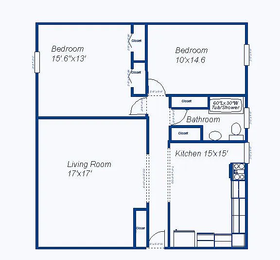Floor plan Garden 2 Bed 1 Bath
