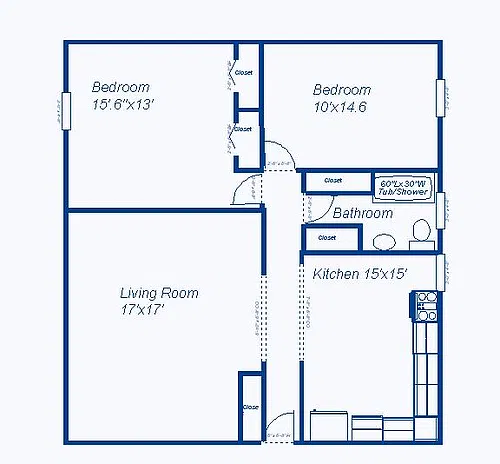 Floor plan Garden 2 Bed 1 Bath