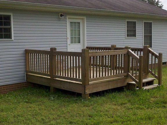 Large back yard with deck for grilling