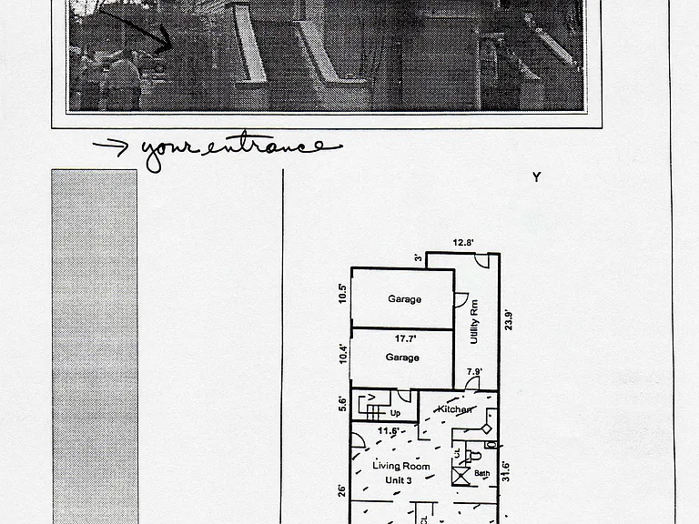 Floorplan of the ground level of the building including your apartment and the laundry room. The 2 "garages" are from days of old and are now storage.