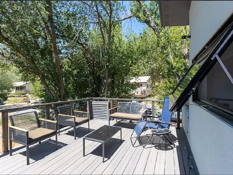 Upper deck for great viewing and hanging.