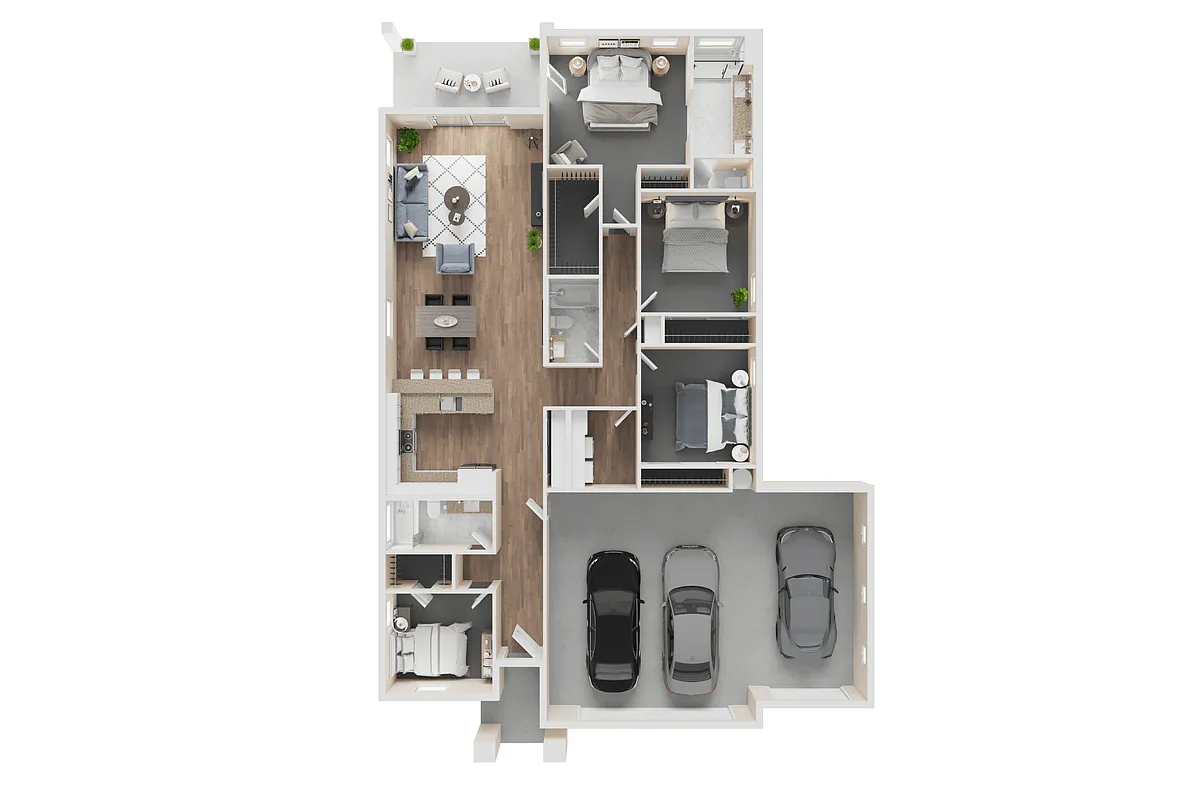 Floor plan 4 BED, 3 BATH - 1850 SF