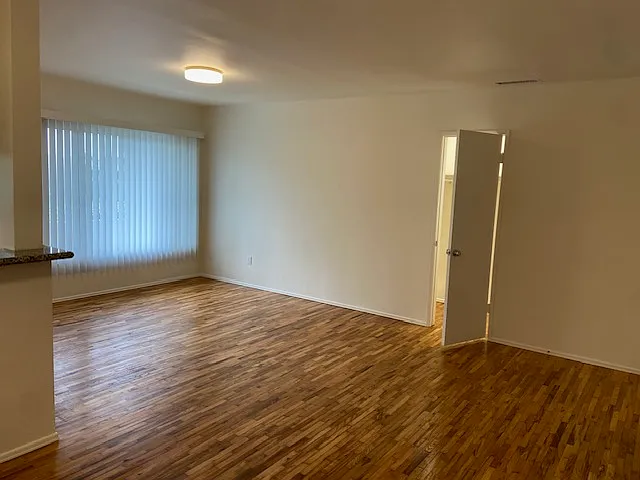 Living room with large lighted closet